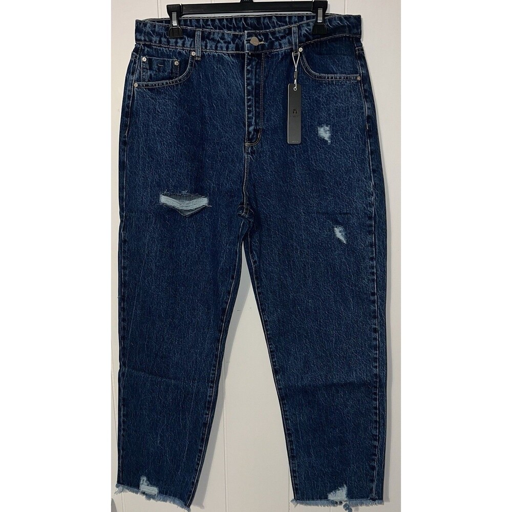 Tractr Indigo Jeans Women’s Size 12 / 31 High Rise Distressed Weekender Denim